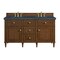 James Martin Vanities 60'' Double Vanity, Mid-Century Walnut w/ 3 CM Charcoal Soapstone Quartz Top 424-V60D-WLT-3CSP - alternate 1